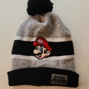 Nintendo Super Mario Gray and Black Kids Beanie